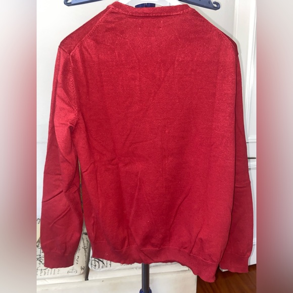 CLUB ROOM  Men’s Cherry Red Performance cotton Blend V-Neck Sweater - Picture 2 of 5